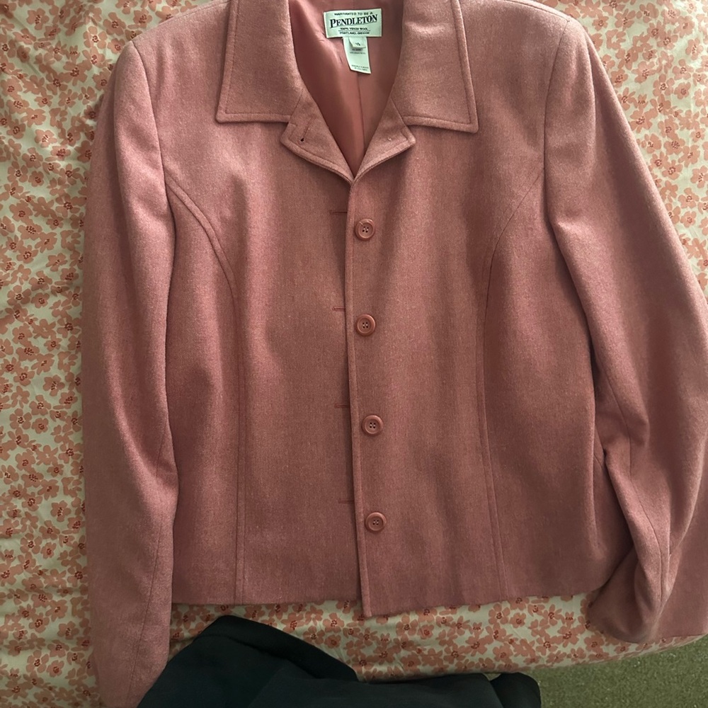 Pendleton Dusty Rose Wool Button-Up Blazer